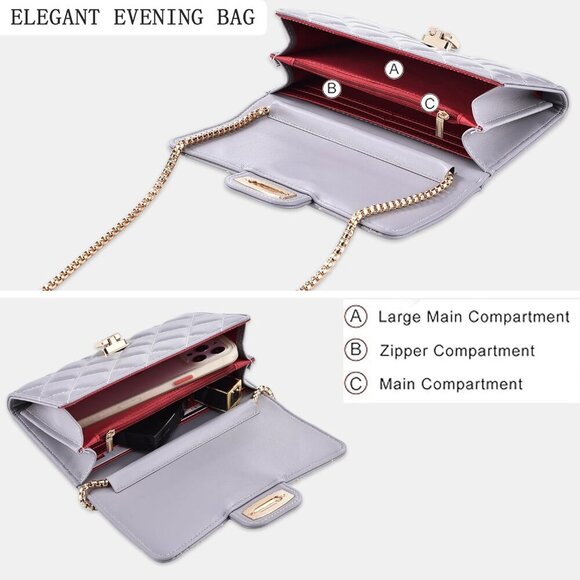 Small Quilted Crossbody Bag for Women - Phone Purse with Card Slots,Trendy Shoul - Picture 4 of 7